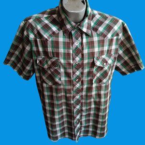 Vintage Western Shirt XL Wrangler 90s Thin PLaid Skater Indy Rockabilly Cowboy